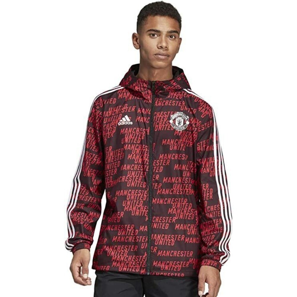 Adidas Vintage Rare Manchester United Nylon Glanz Anthem Jacket Red Black M